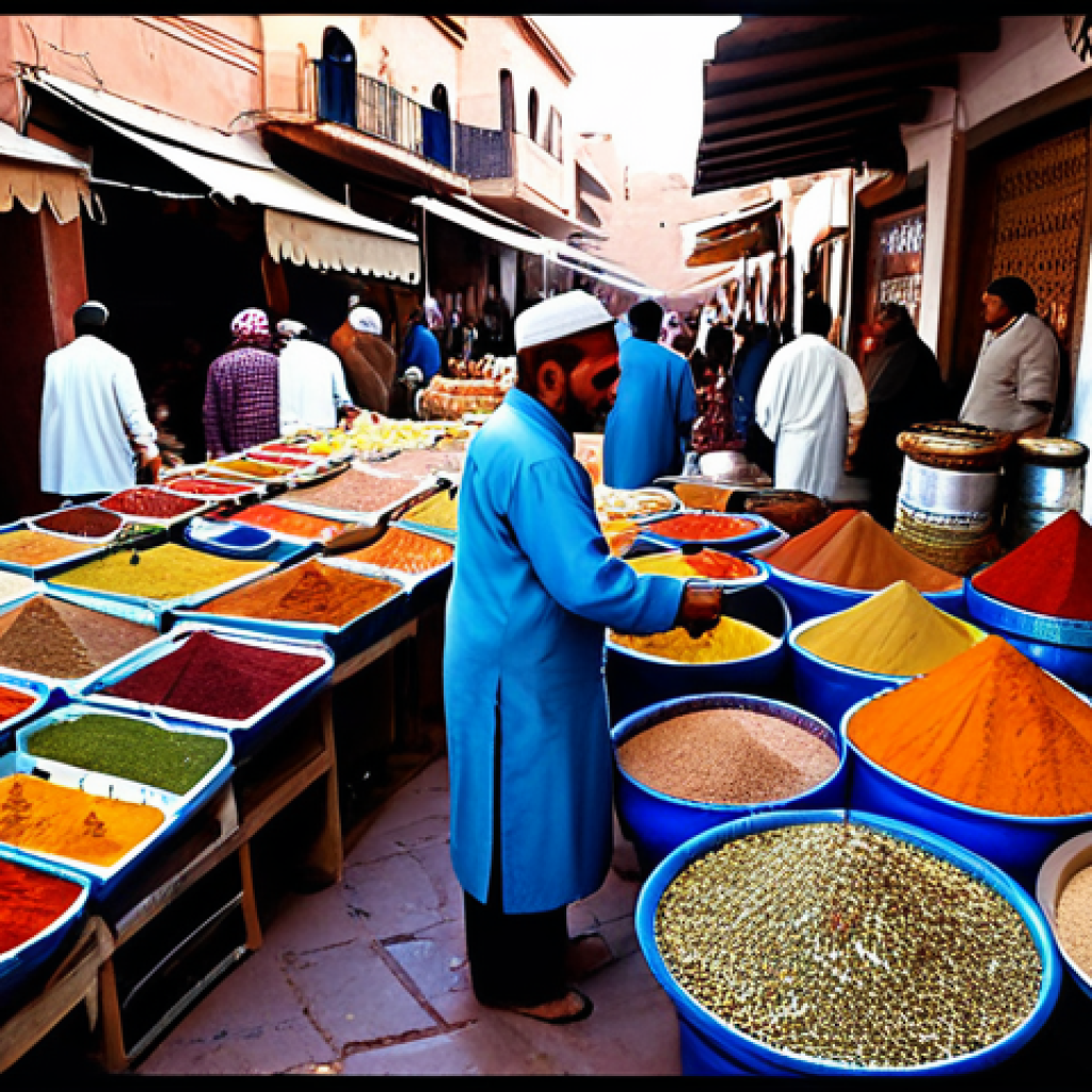 Marrakech Market**
"A bustling Marrakech marketplace scene, fully clothed merchants in traditional attire selling spices and crafts, vibrant colors, safe for work, appropriate content, fully clothed, professional photography, perfect anatomy, natural proportions, high quality, family-friendly."
**