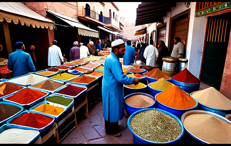 Marrakech Market**
"A bustling Marrakech marketplace scene, fully clothed merchants in traditional attire selling spices and crafts, vibrant colors, safe for work, appropriate content, fully clothed, professional photography, perfect anatomy, natural proportions, high quality, family-friendly."
**