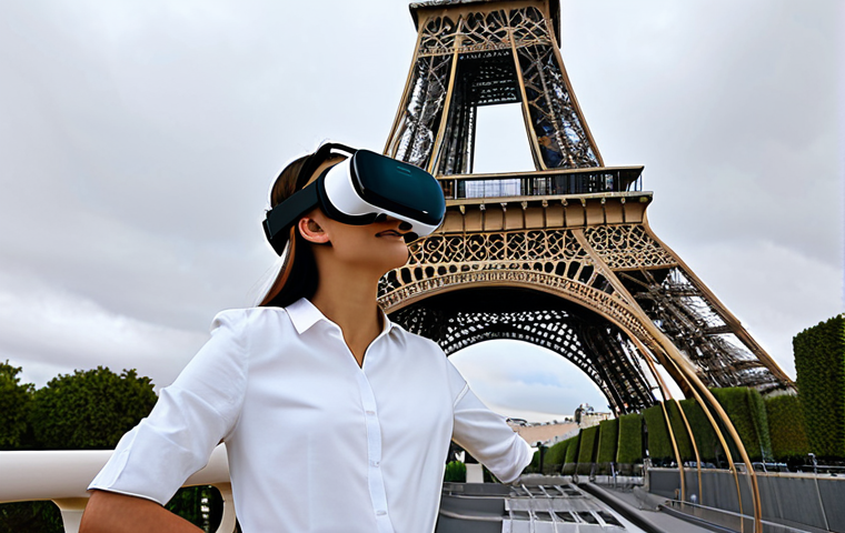 Virtual Tour of the Eiffel Tower**
A fully clothed woman wearing a VR headset, standing in her modern living room, experiencing a virtual tour of the Eiffel Tower, the VR display showing the intricate details of the tower's structure, safe for work, appropriate content, professional, perfect anatomy, correct proportions, well-formed hands, modest clothing, natural pose, high quality render.
**