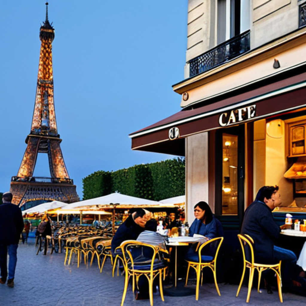 가상현실 여행의 경쟁 우위 확보 전략 - A Parisian Café Scene**
"A cozy Parisian café scene at dusk, with outdoor seating, fully clothed pa...